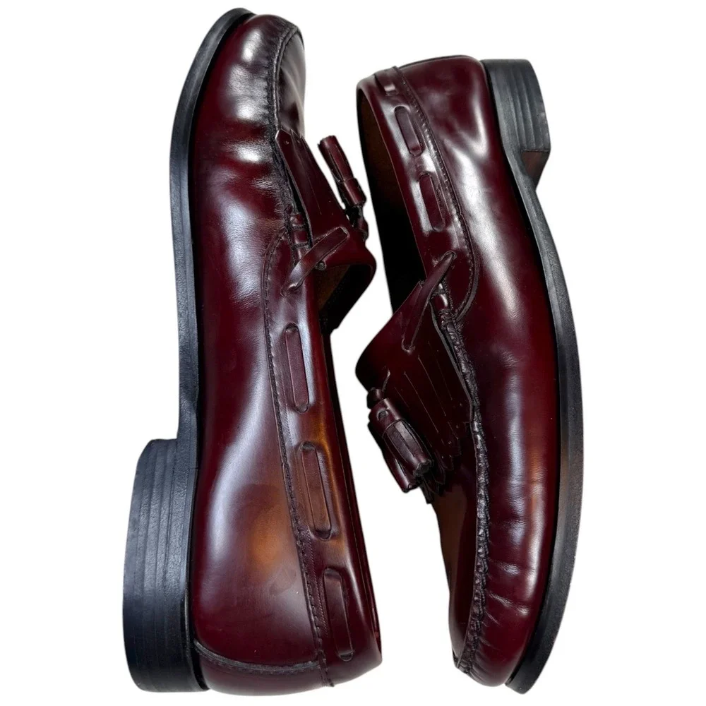Vtg Towncraft Burgundy Kiltie Tassel Loafers Men's 11.5D Oxblood Leather Preppy